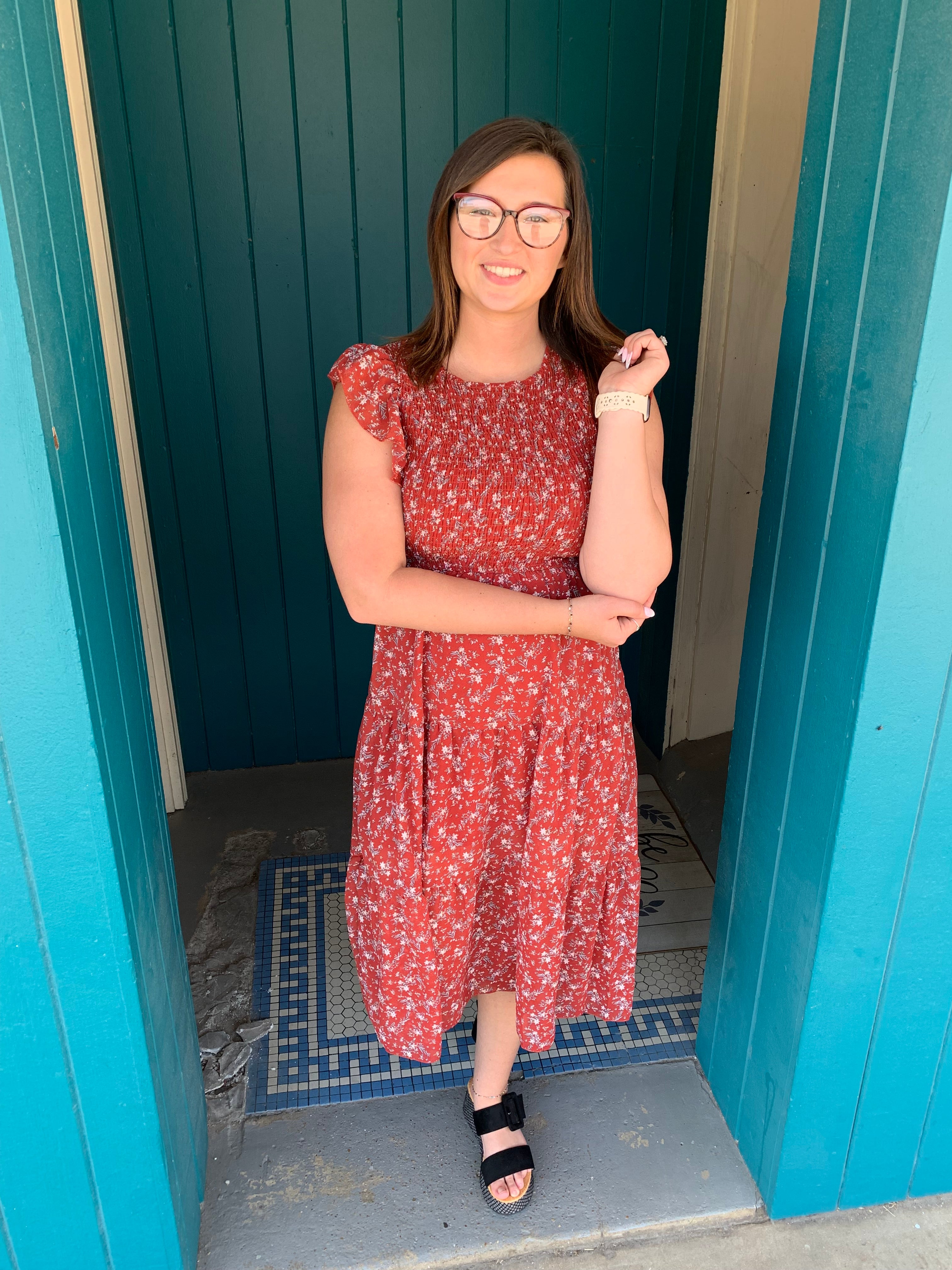 Floral Print Smocked Dress
