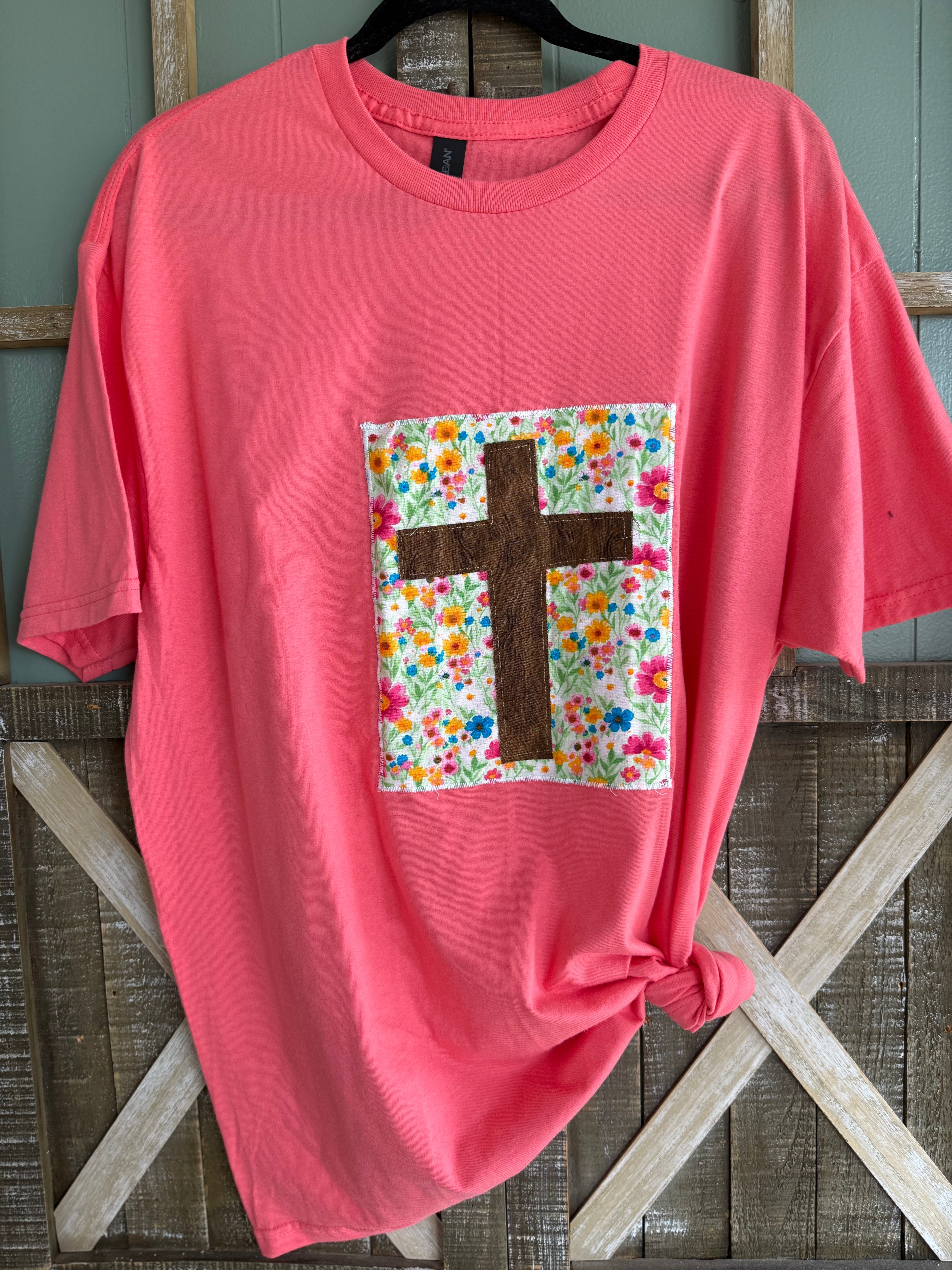 Peach Cross Floral T-Shirt