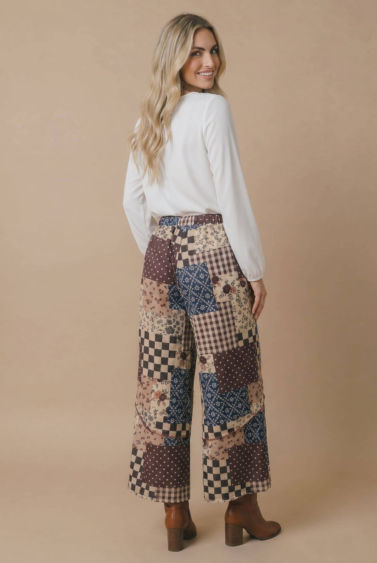 Plus Patchwork Floral French Terry Pants