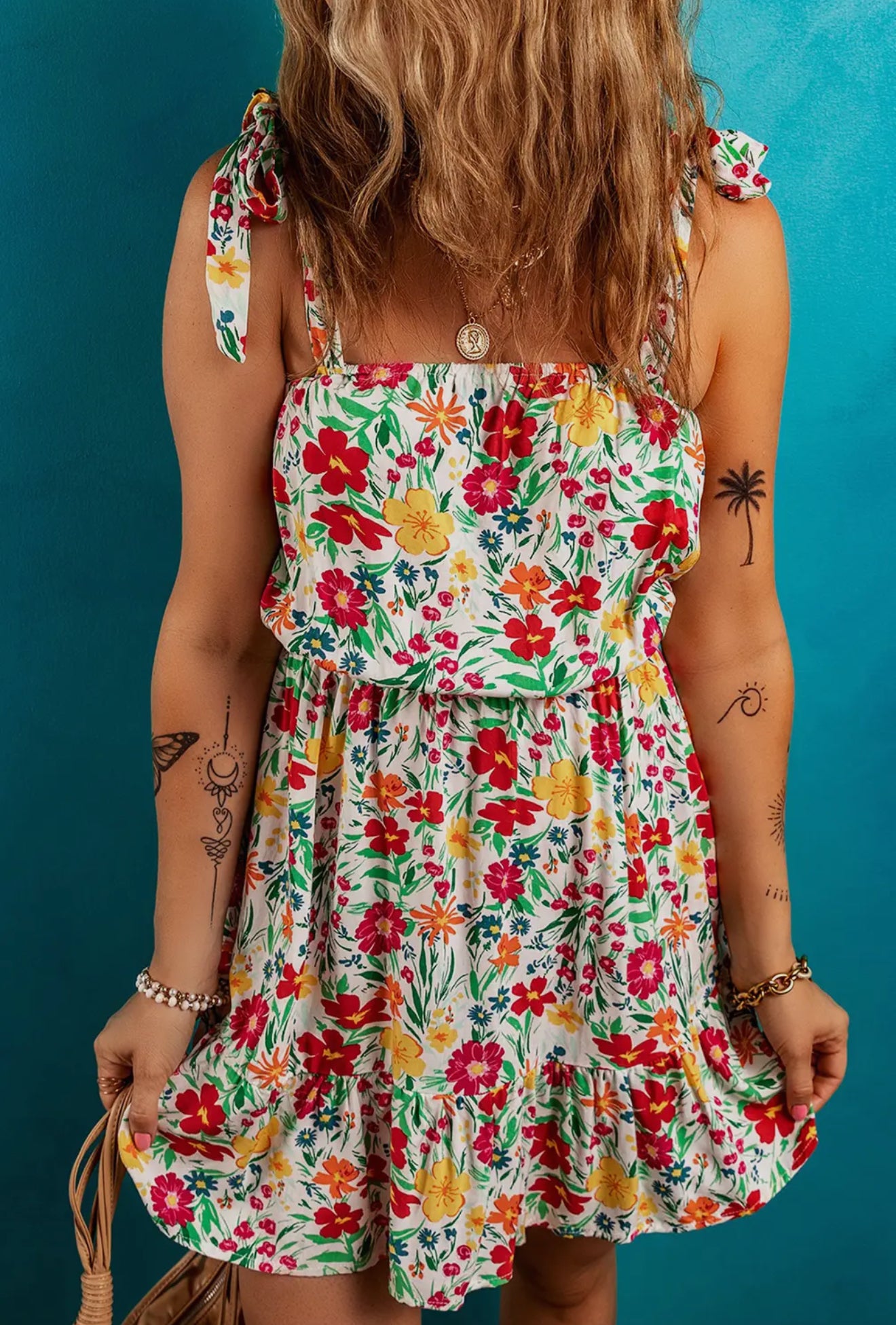 Floral Knotted Strap Dress