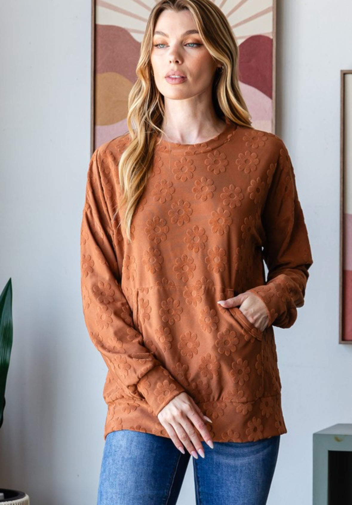Floral Textured Sweatshirt