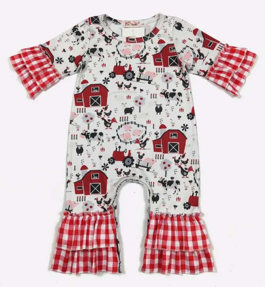 Red Barn Baby Romper