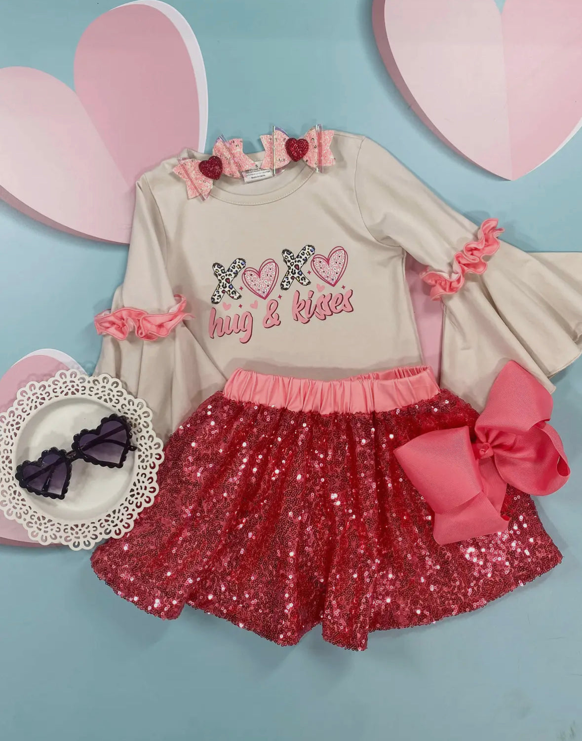 Kid's XOXO Sequin 2 Piece Set