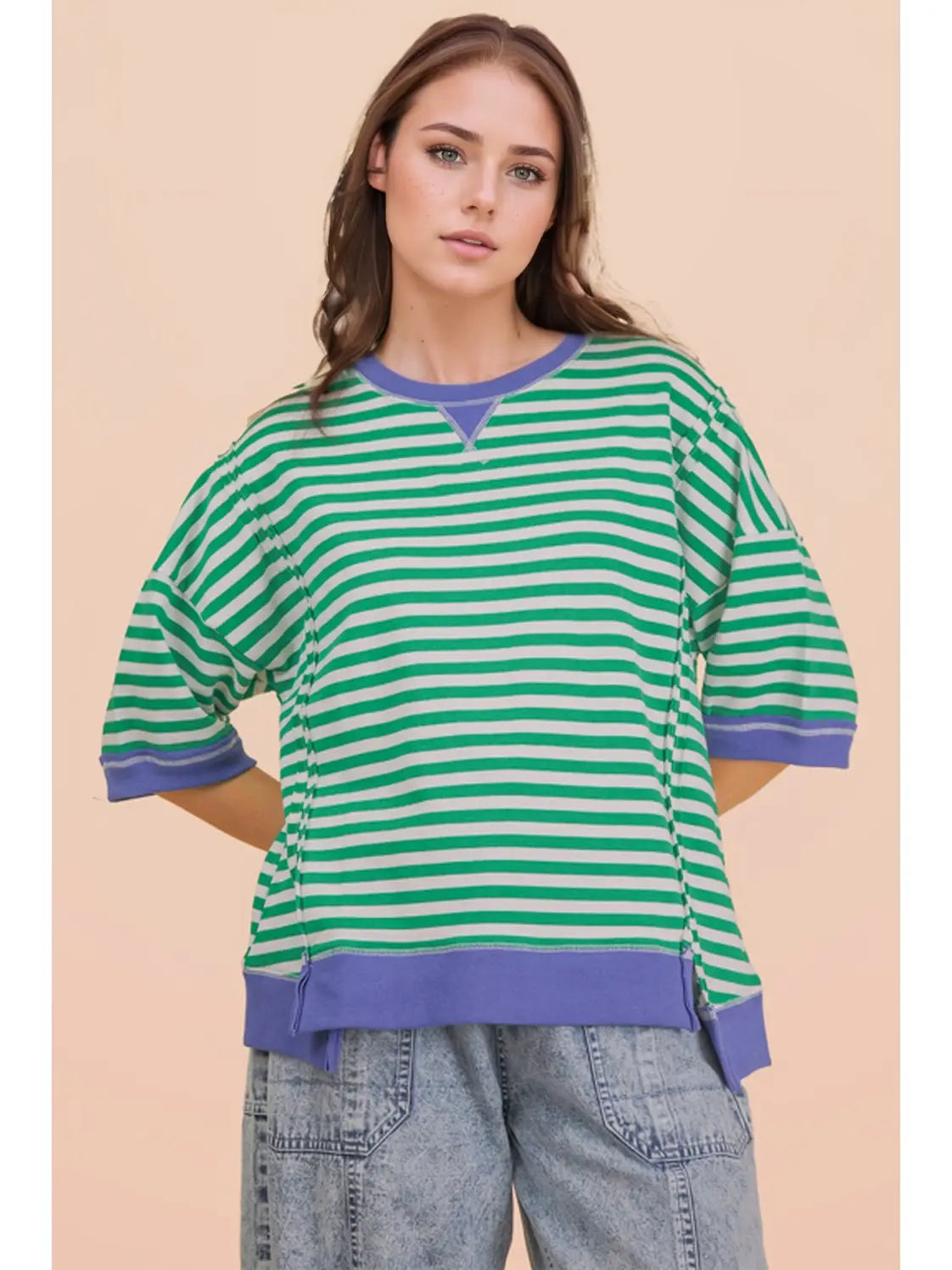 Oversized Stripe Casual Knit Top