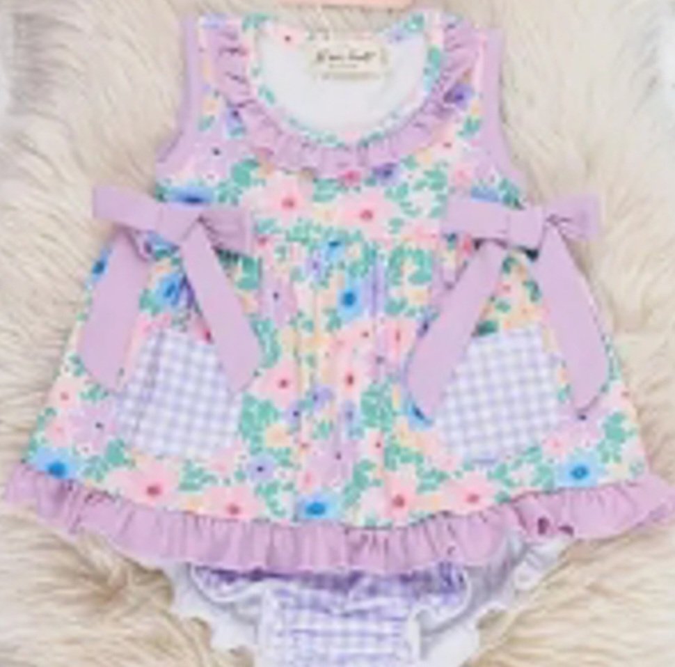 Blooming Breeze Rufle Bow Bubble Romper