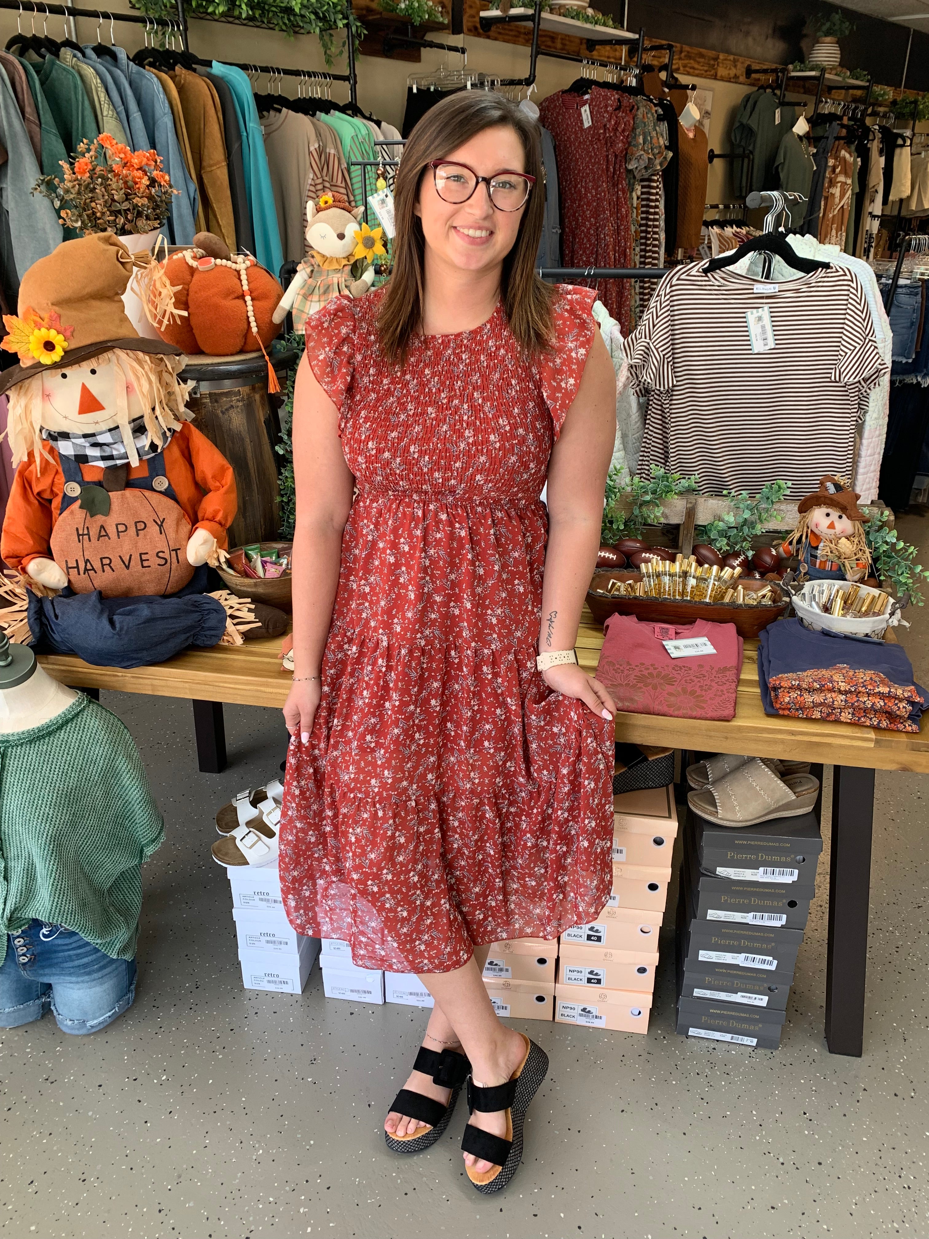 Floral Print Smocked Dress