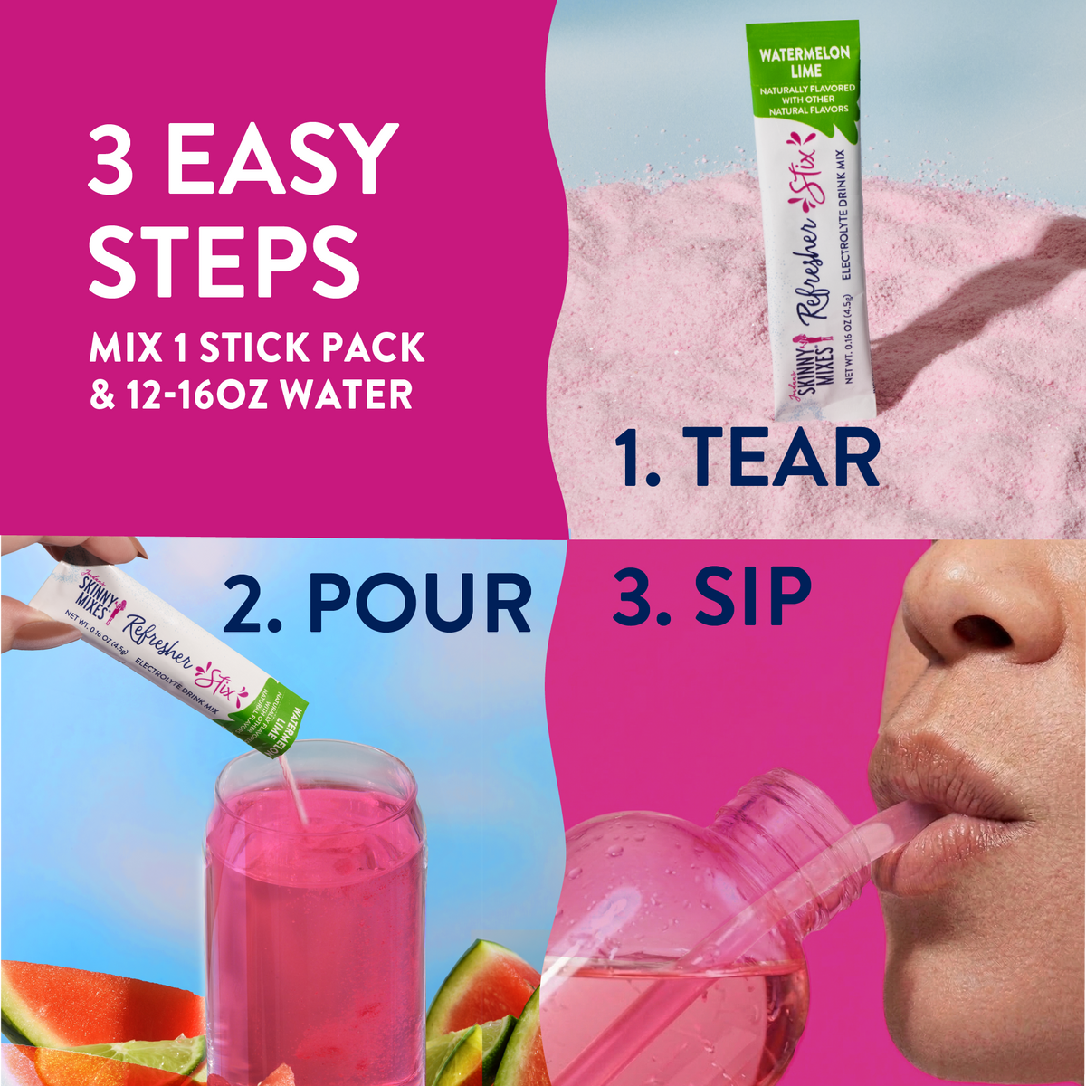Skinny Mixes Refresher Stix- Watermelon Lime