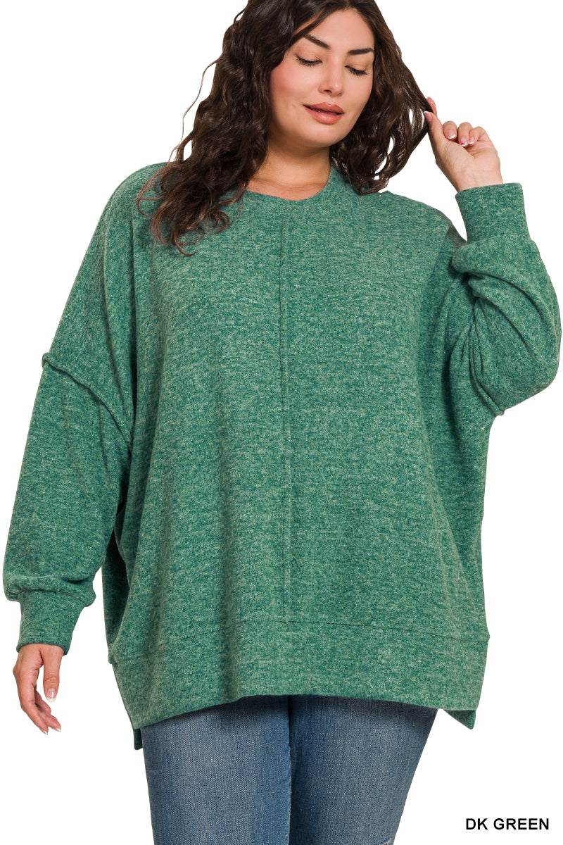 Plus brushed mélange Hacci oversized sweater
