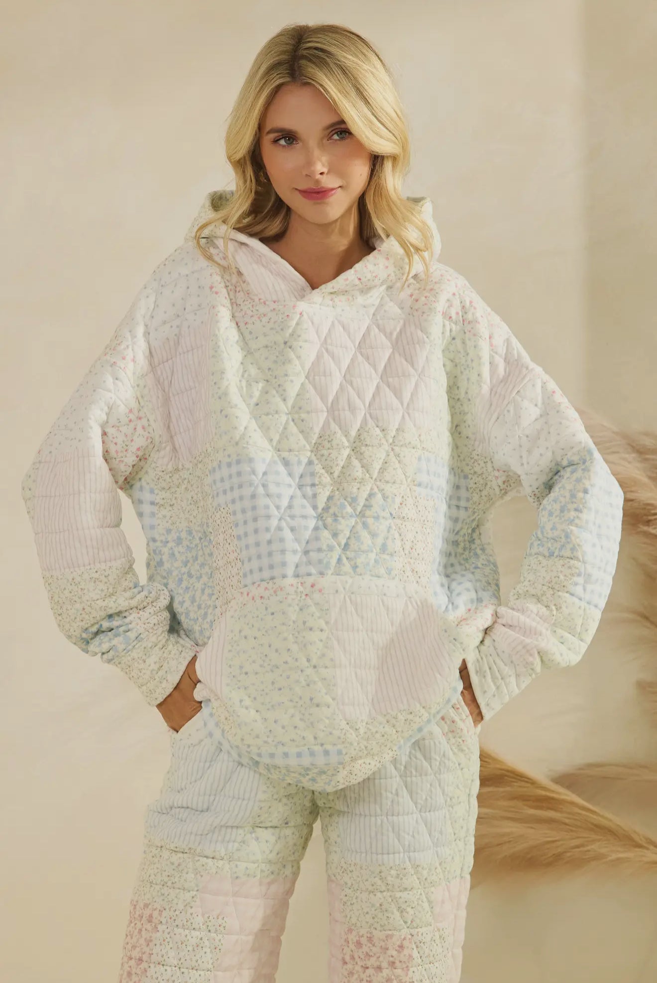 Floral Textured Oversized Hoodie