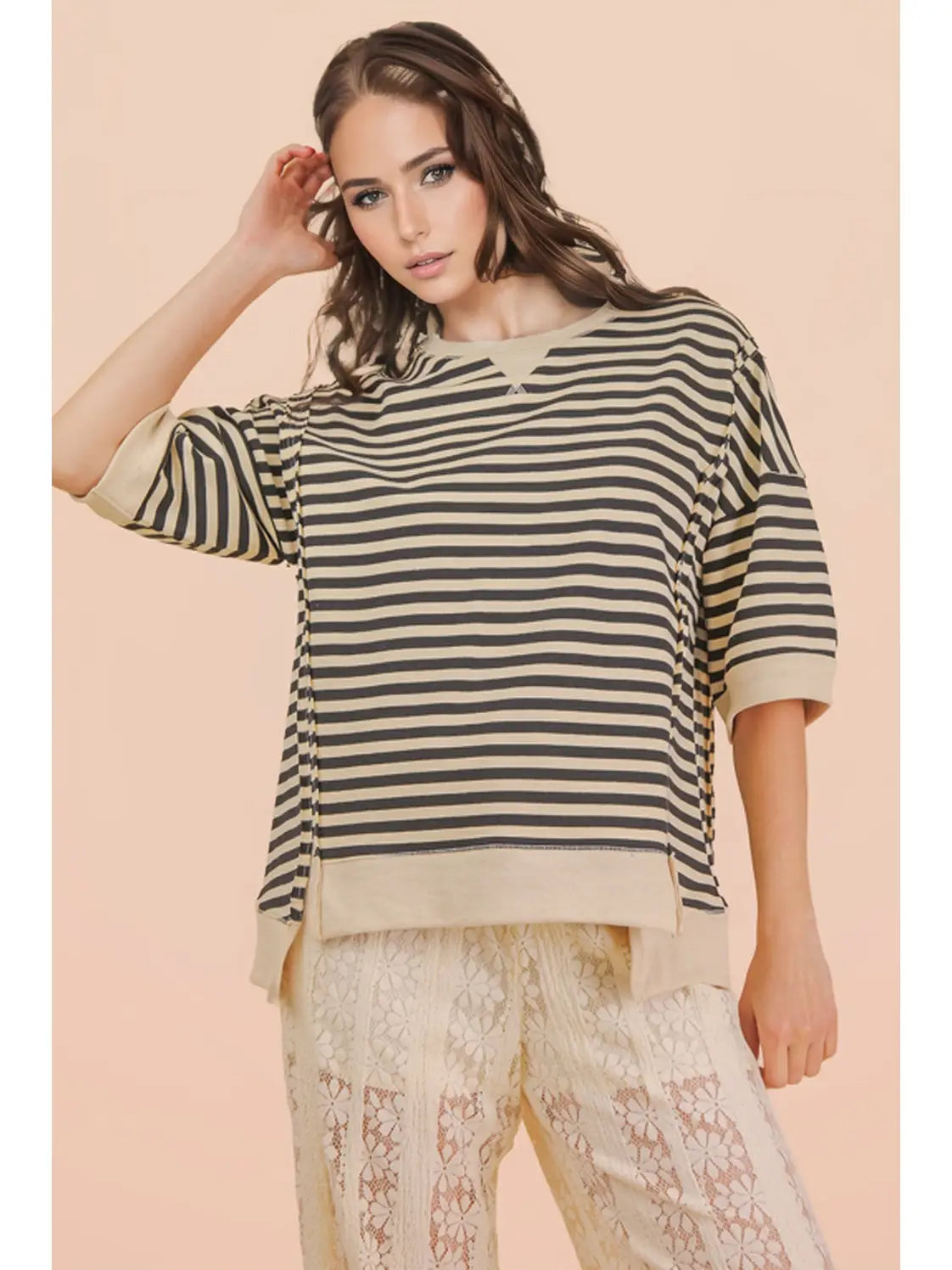 Oversized Stripe Casual Knit Top