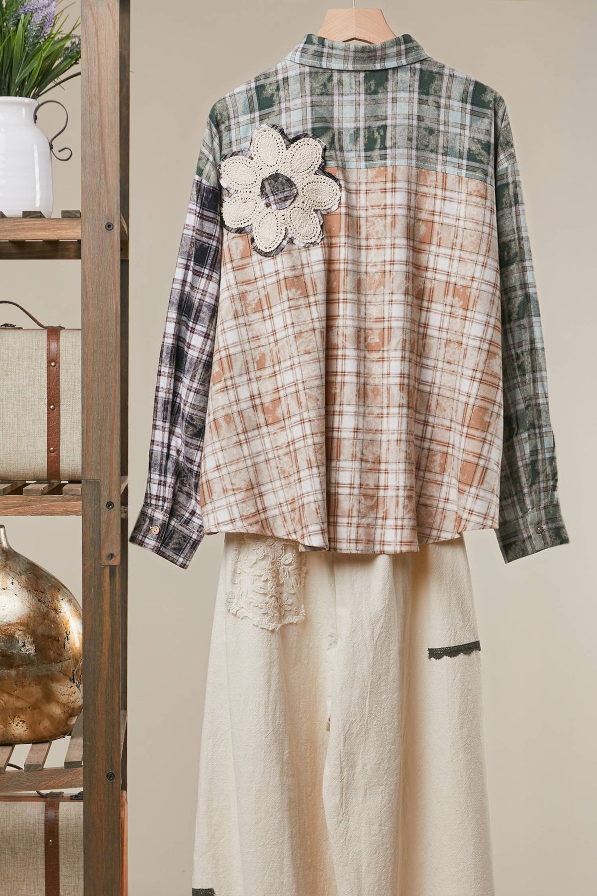 Vintage Patchwork Plaid Shirt Jacket