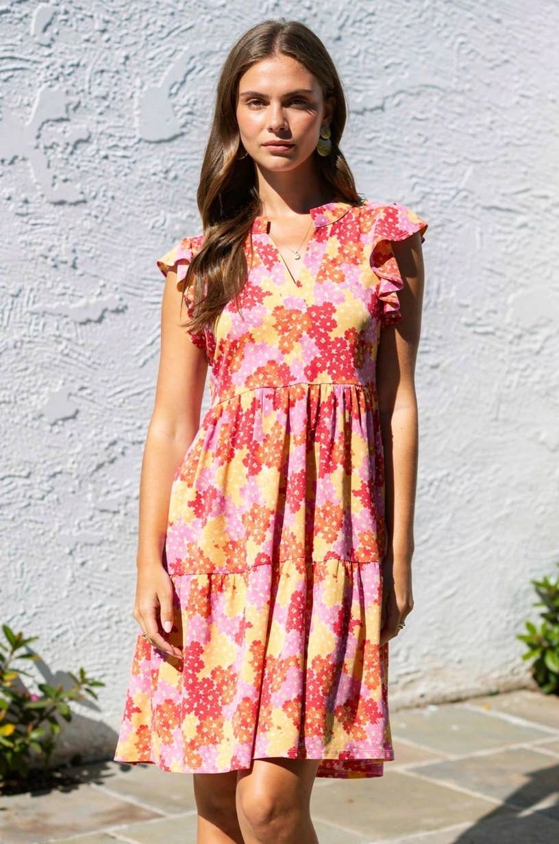 Flutter Sleeve Tiered Forever Dress