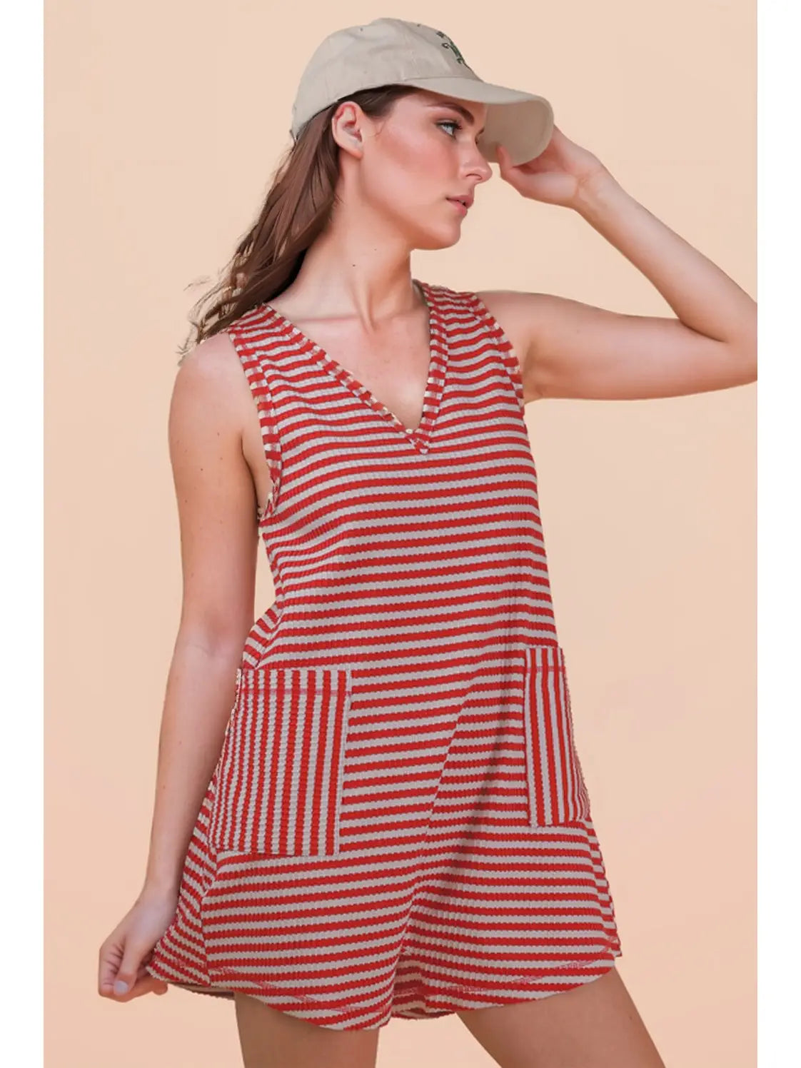 Striped Knit Casual Comfy Romper