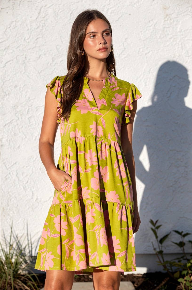 Flutter Sleeve Tiered Forever Dress