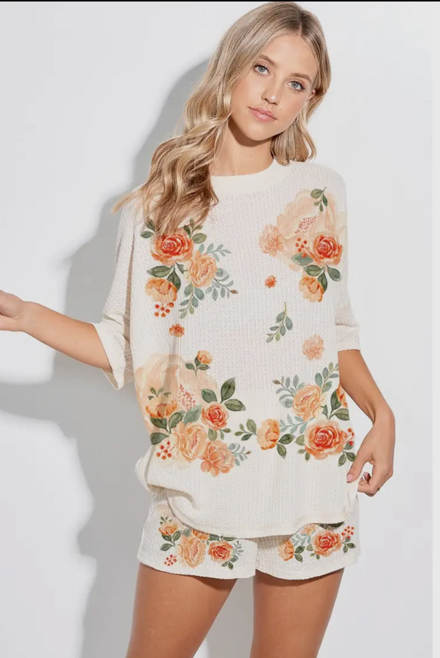 Breathable Floral Waffle Set