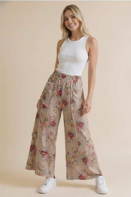 Wide Leg Vintage Floral Pant
