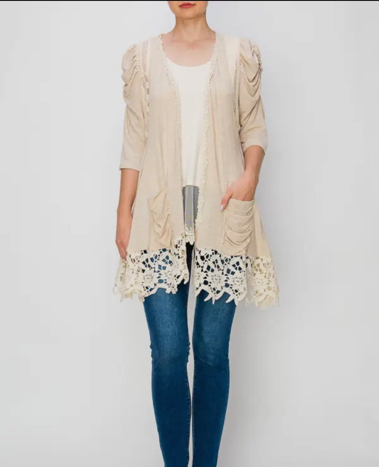 Lace & Crochet 3/4 Sleeve Kimono