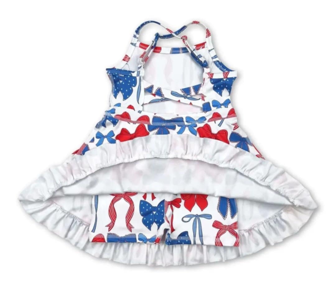 Red Blue Bow Athletic Dress