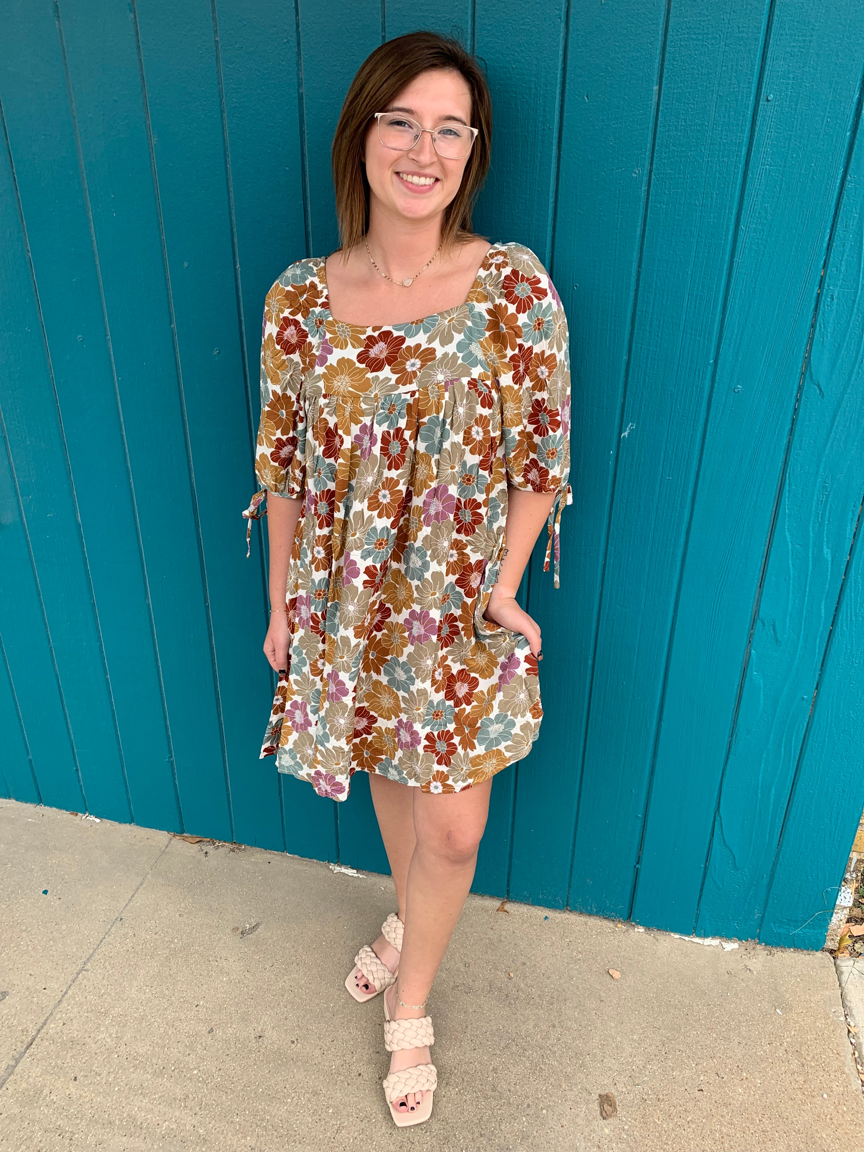 Mustard Floral Dress