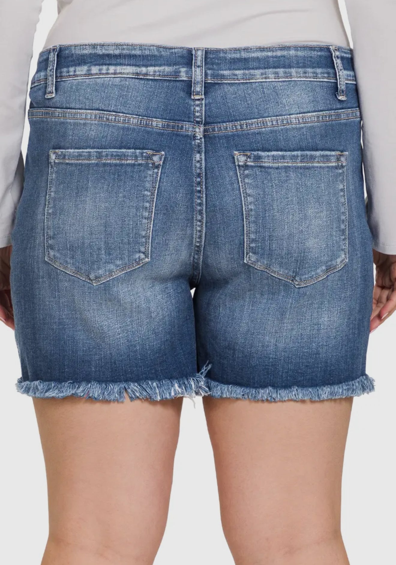 Mid Rise Raw Hem Shorts