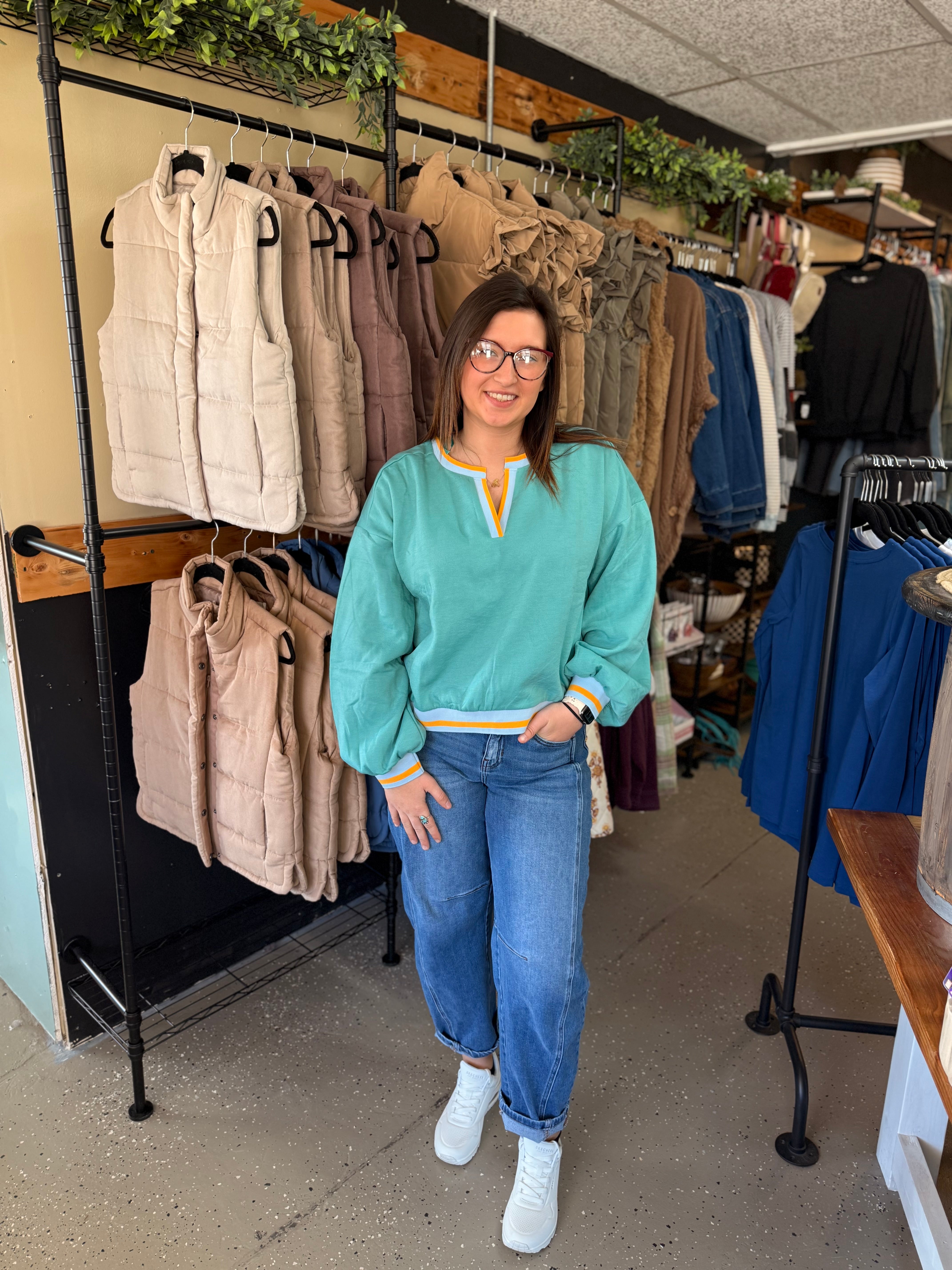 Color Block Band Detailed Knit sweatshirt