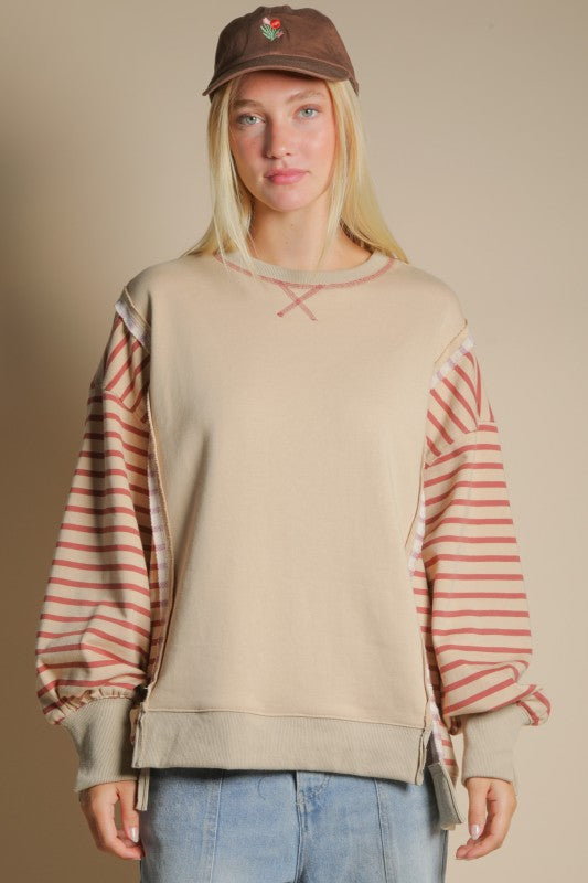 Oversized Striped Casual Knit Top