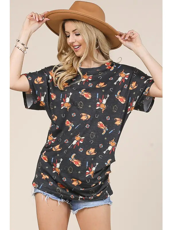 Boots Hats Graphic Side Button Top