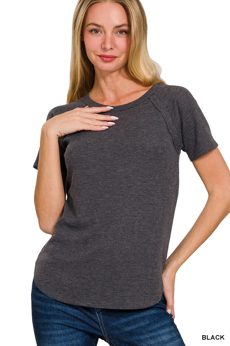 Waffle Short Sleeve Top