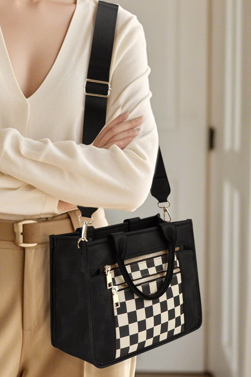 Checkered Canvas Tote Bag