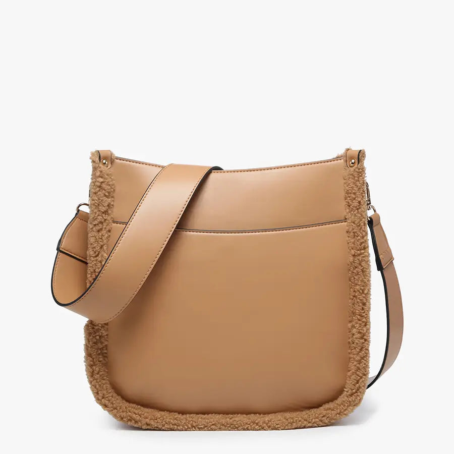 Chloe Teddy Trim Crossbody with Guitar Strap