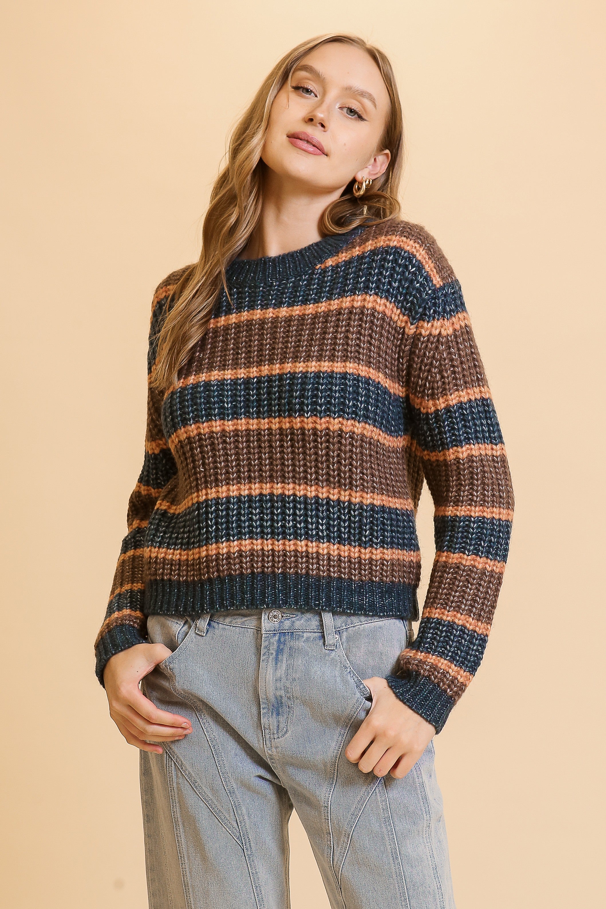 Colorful Striped Knit Sweater