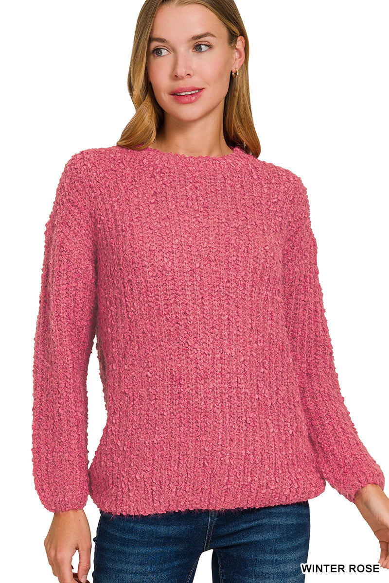 Brushed round neck sweater