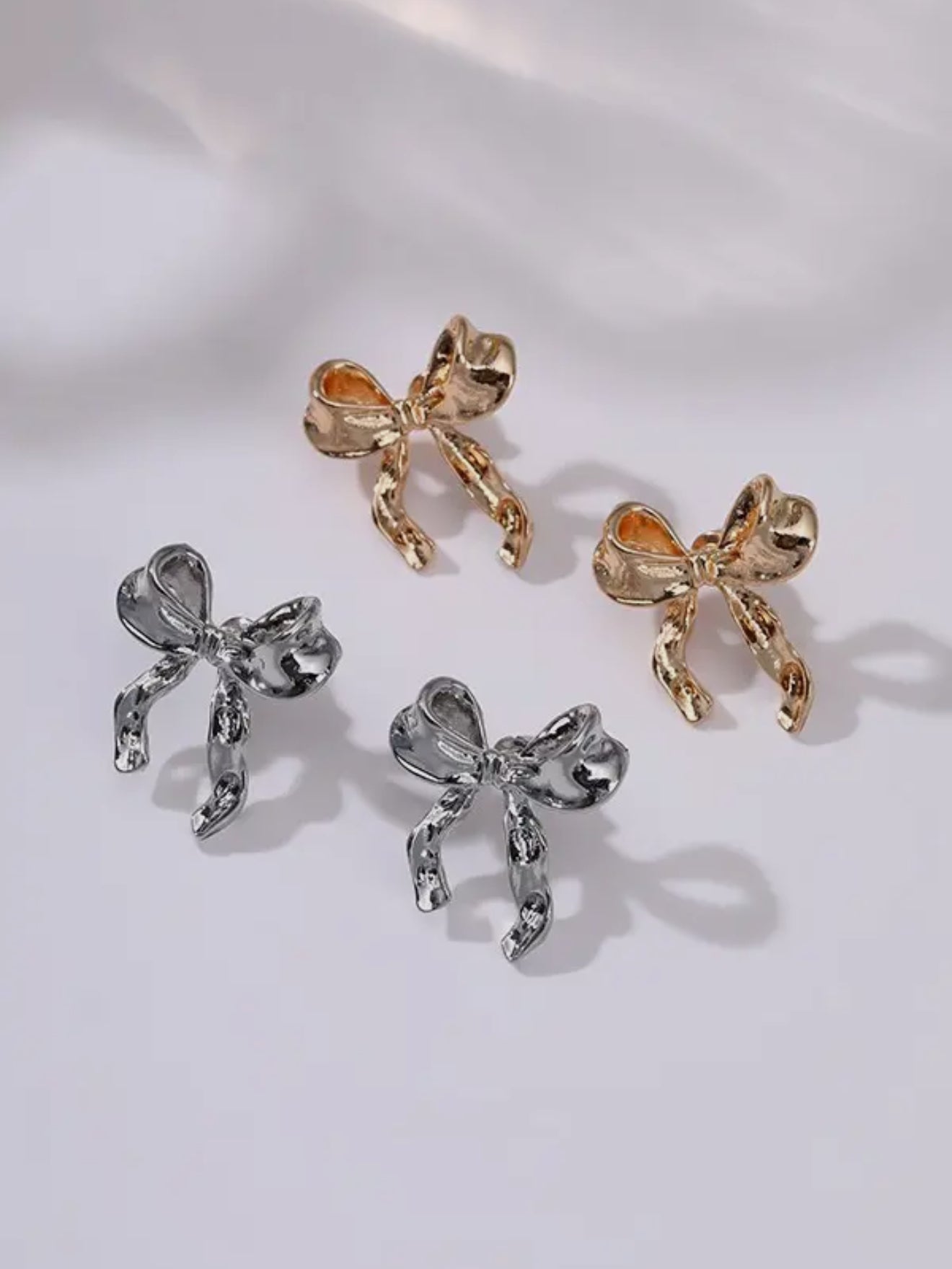 Gold Colorful Enamel Bow Earrings