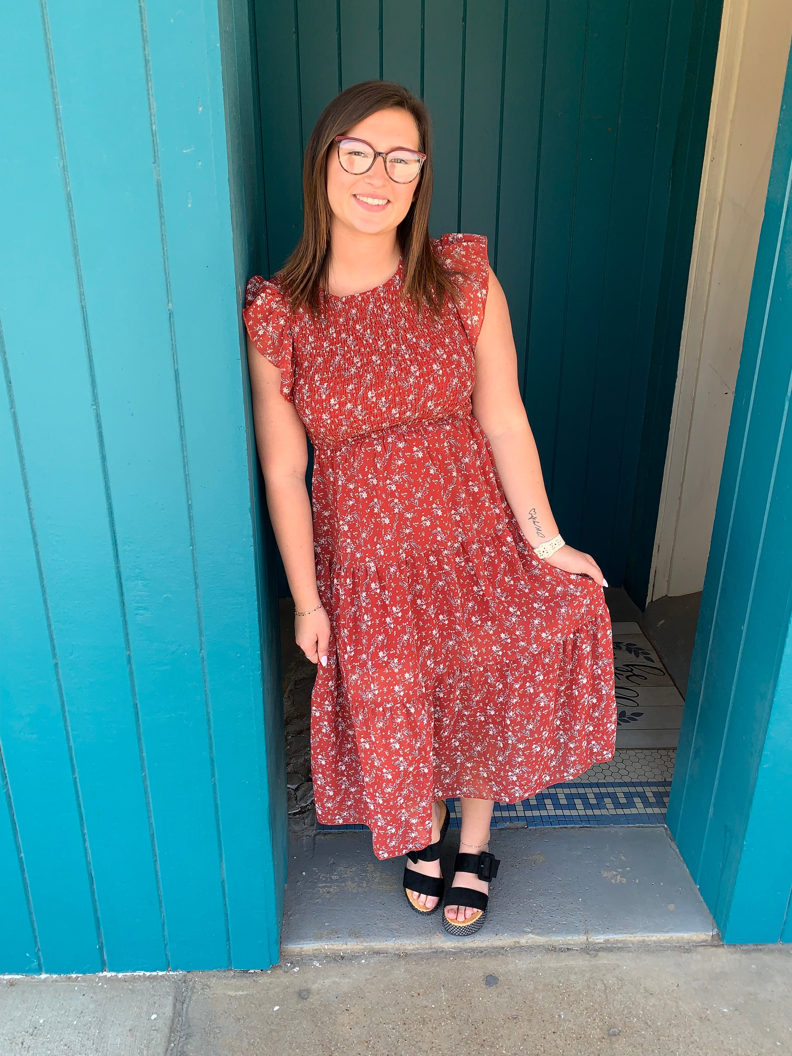 Floral Print Smocked Dress