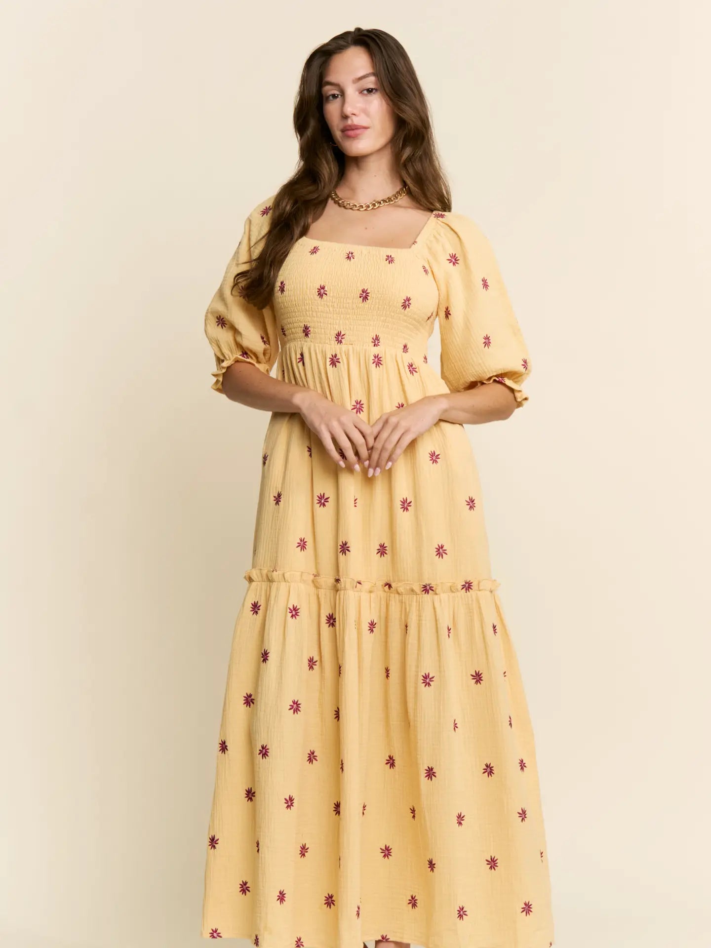 Flower Embroidered Maxi Dress