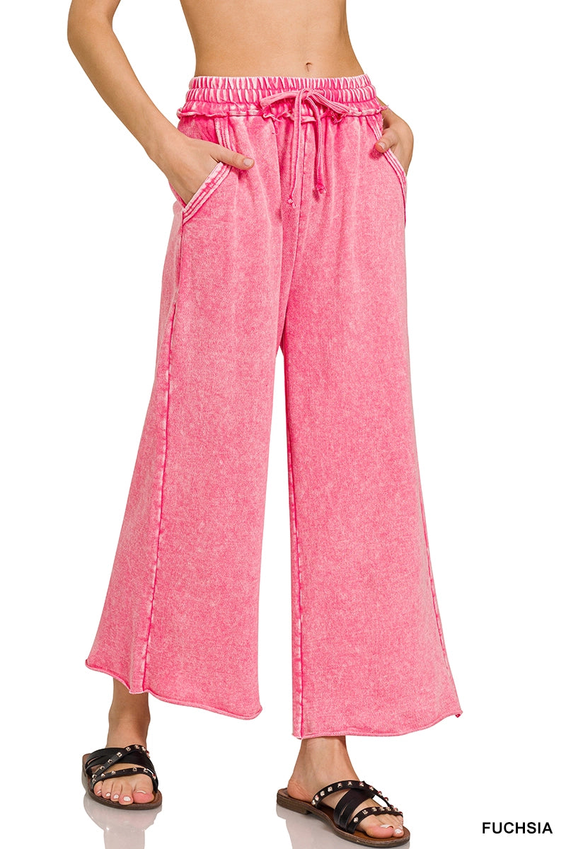 Washed French Terry Palazzo With Pockets