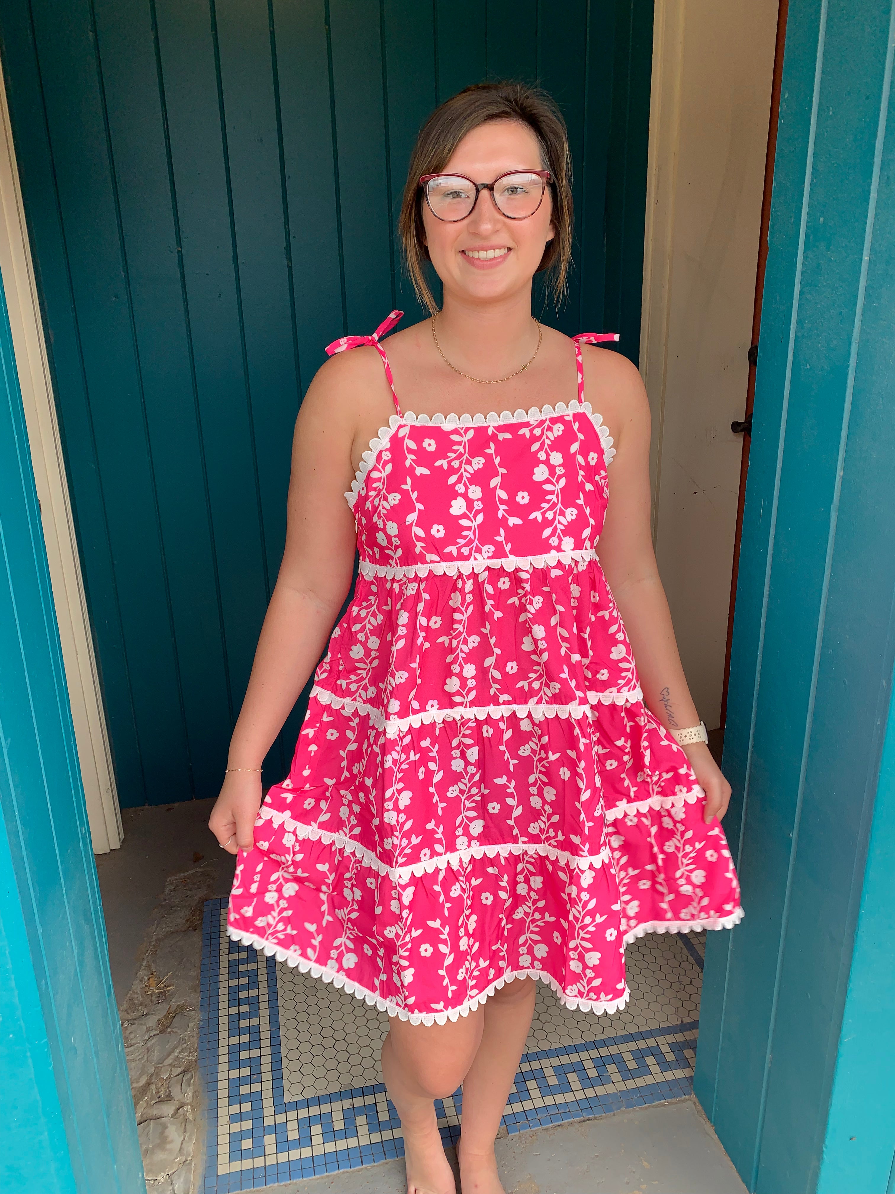 Pink Floral Flow Dress