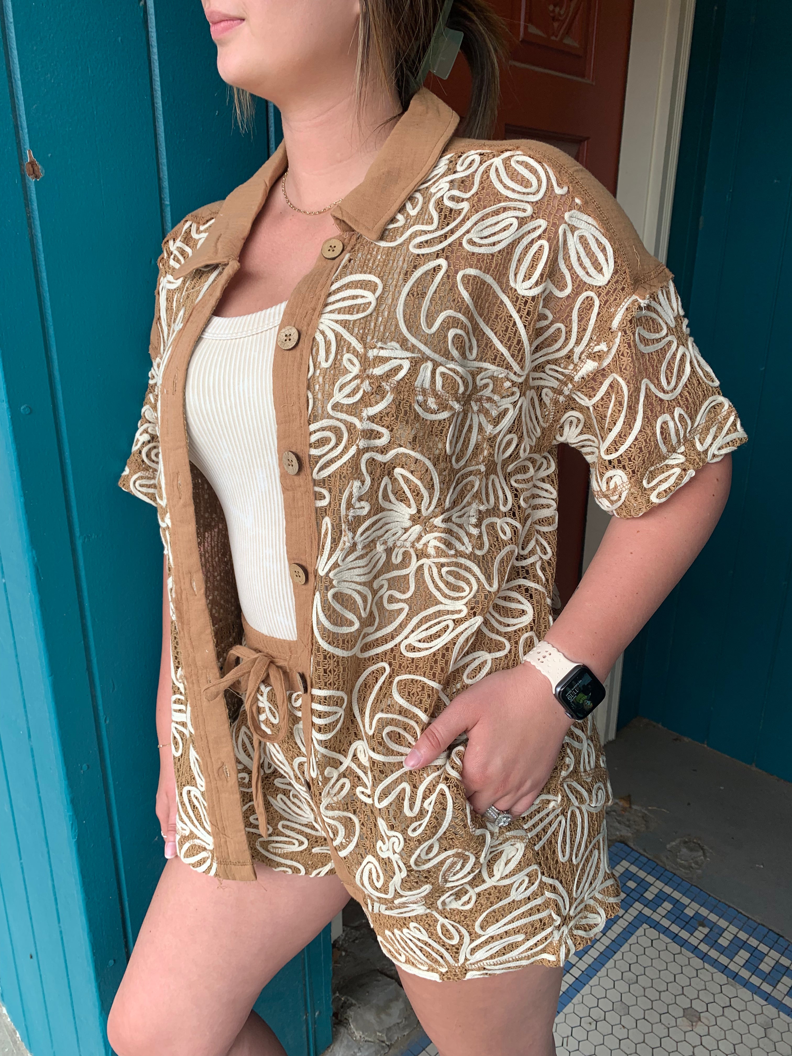 Printed Casual Shirt Top & Shorts