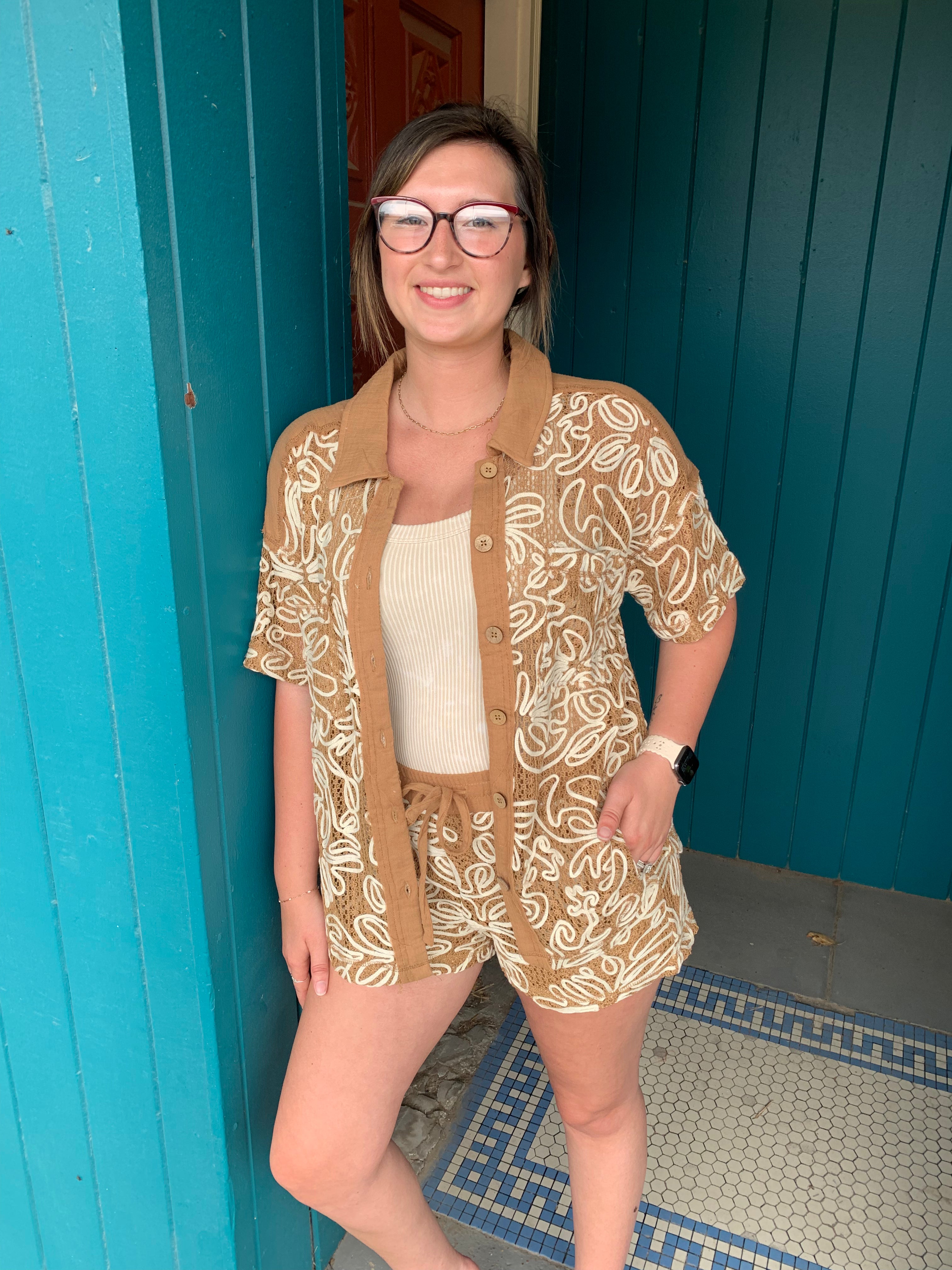 Printed Casual Shirt Top & Shorts