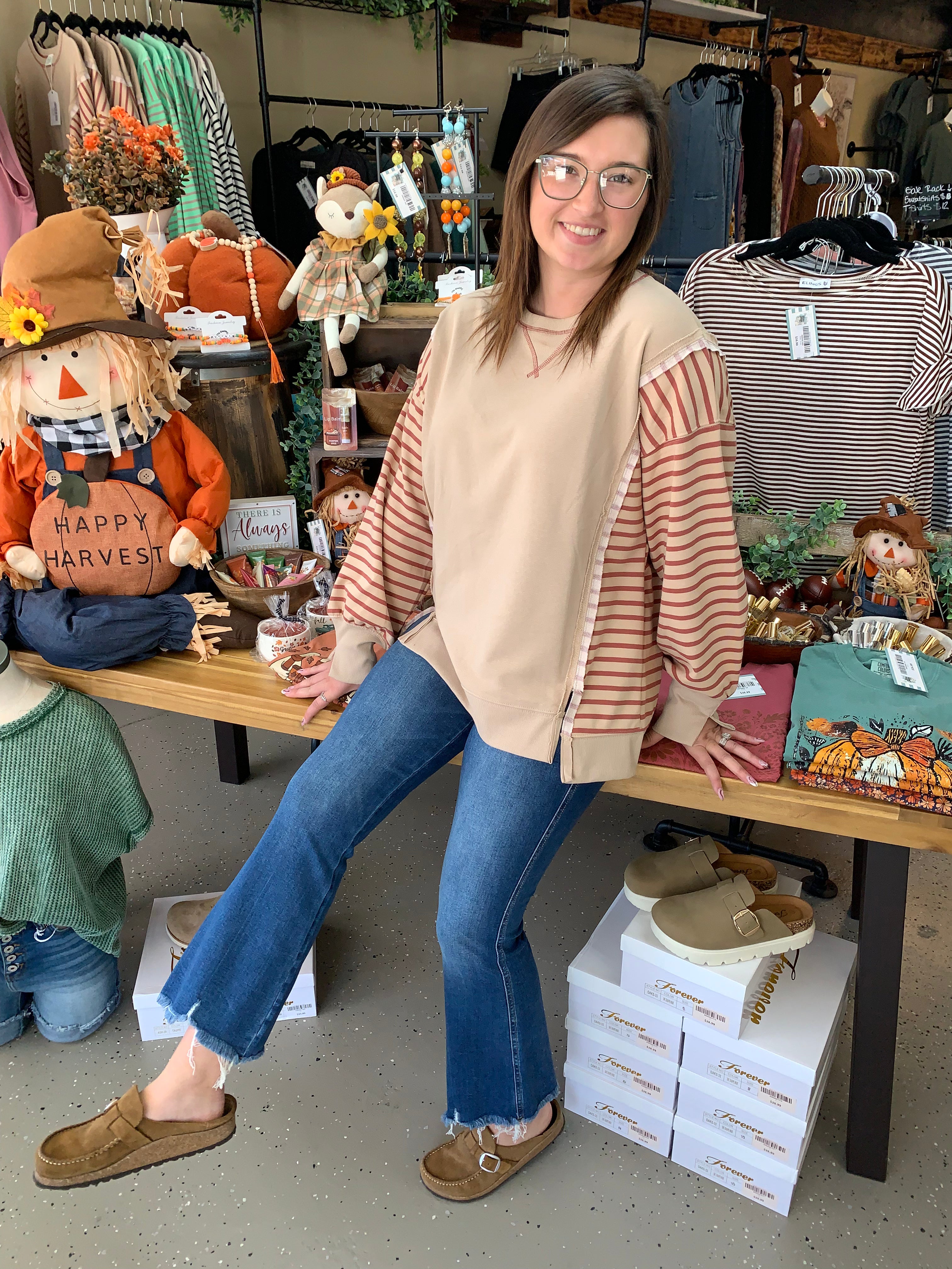 Oversized Striped Casual Knit Top