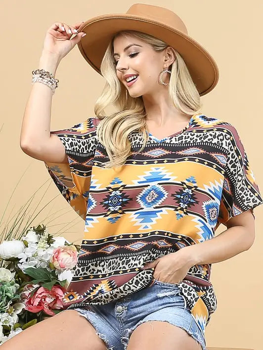Aztec Print Woven Top