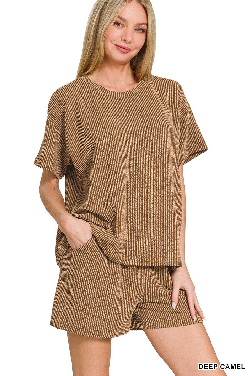 Raised Rib Short Sleeve Tee & Short Pants Set