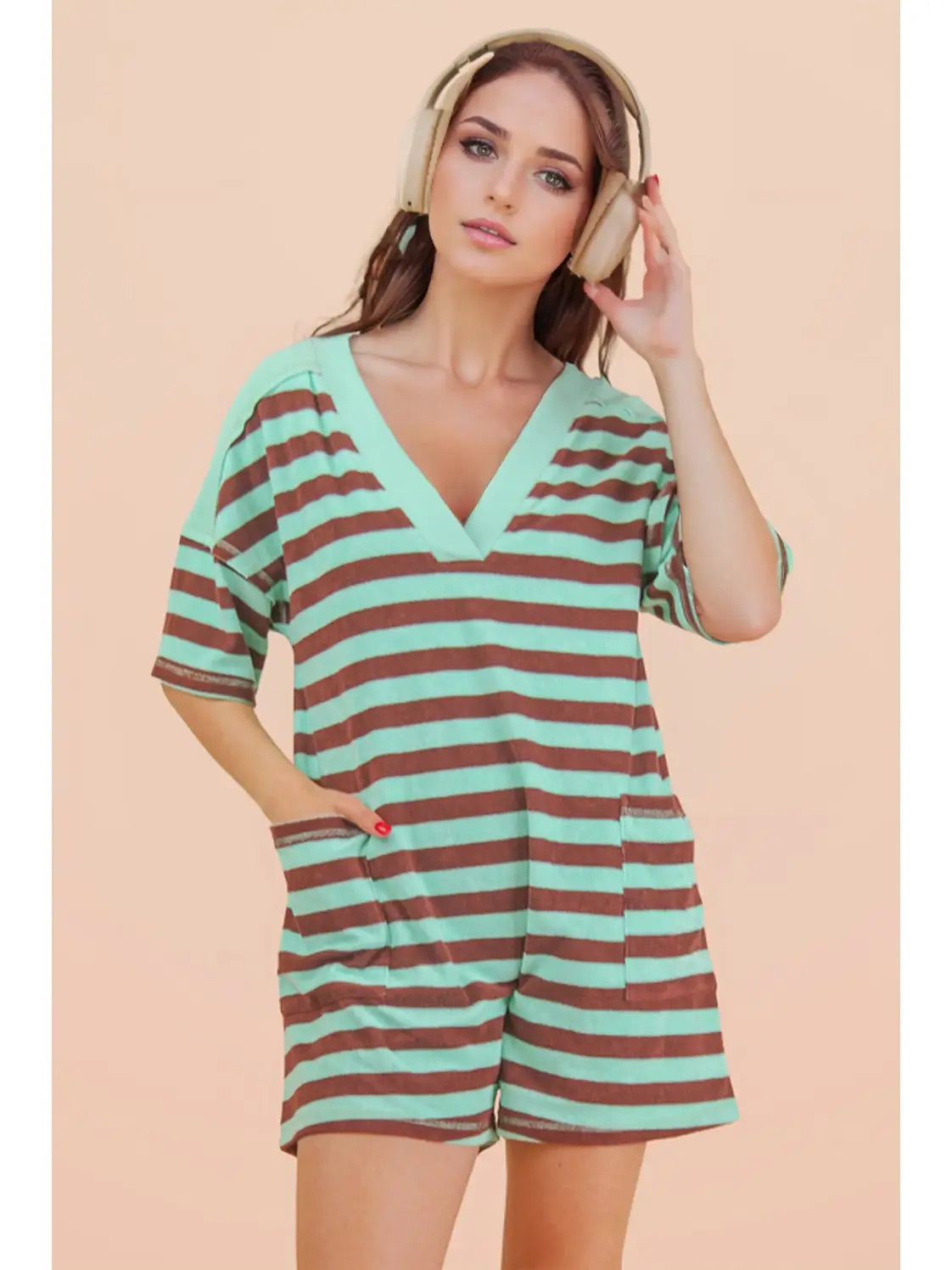 Stripe Casual Knit Romper