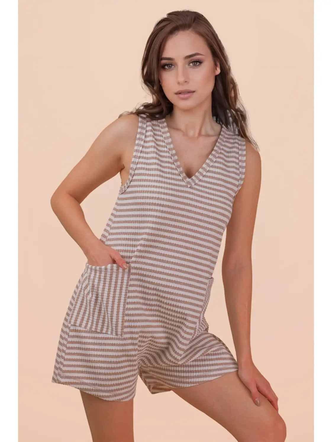 Striped Knit Casual Comfy Romper