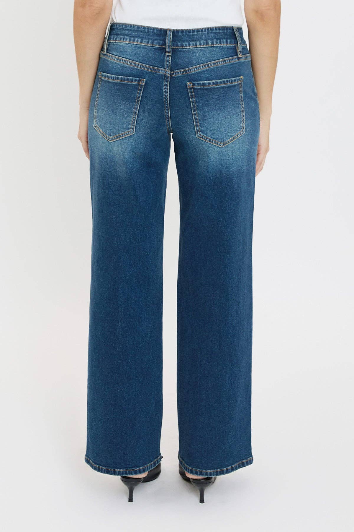 Missy Mid Rise Front Seam Wide Leg Jeans