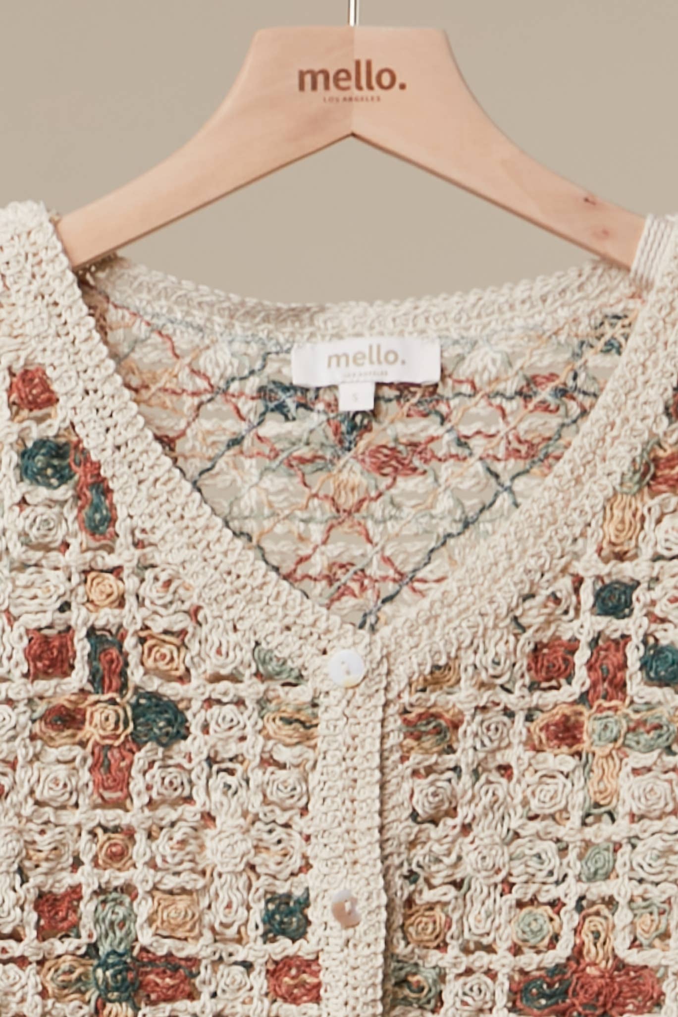 Boho Patchwork Crochet Button Cardigan