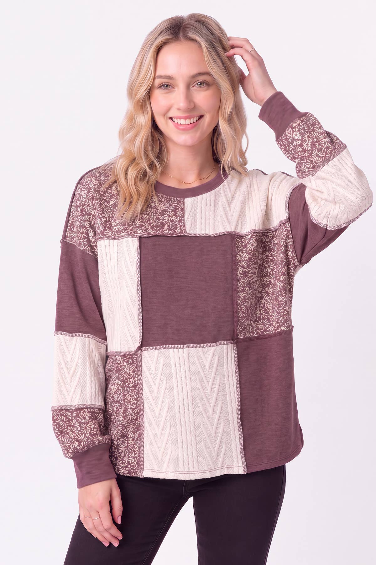 Patchwork Color Block Knit Top