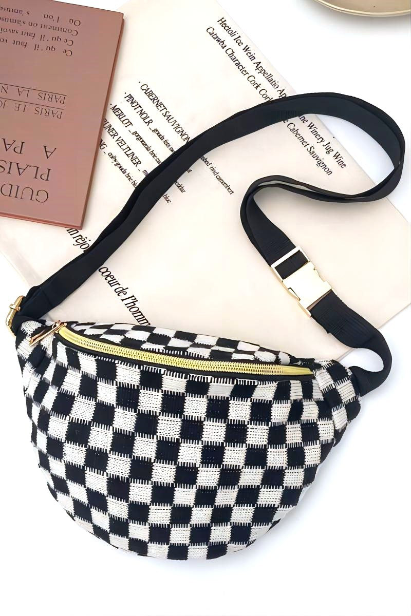 Checkered Waist Crossbody Sling Bag