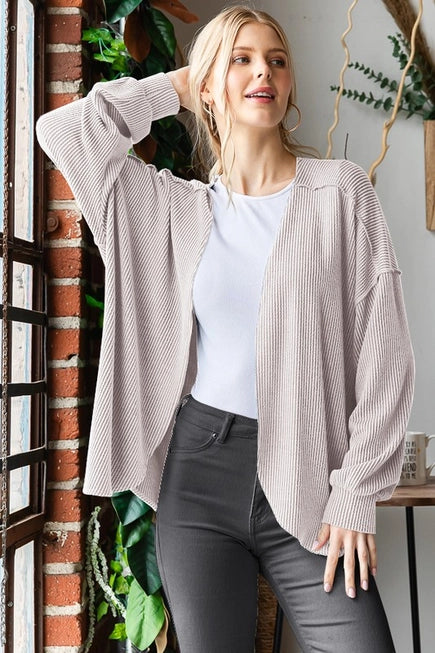 Puff Sleeve Solid Cardigan
