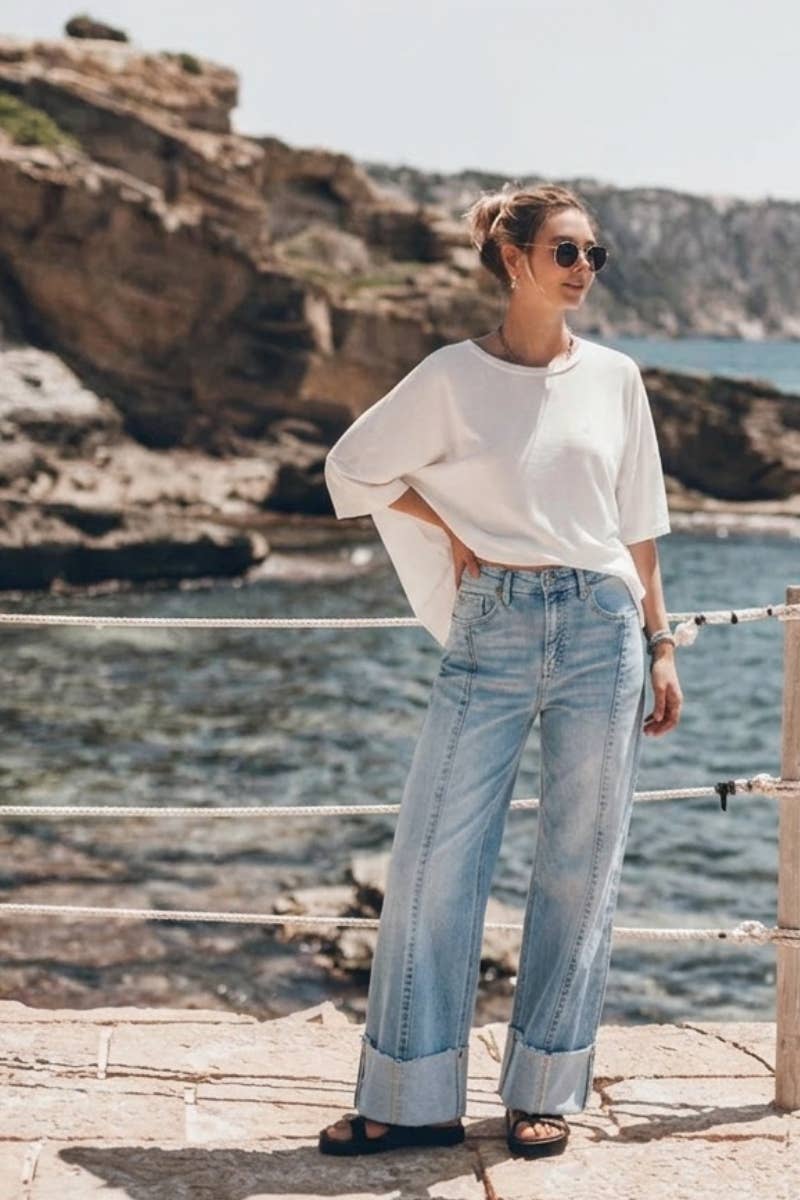 INSEAM TRANSFORM MID RISE WIDE LEG JEANS